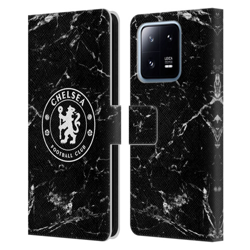 Chelsea Football Club Crest Black Marble Leather Book Wallet Case Cover For Xiaomi 13 Pro 5G