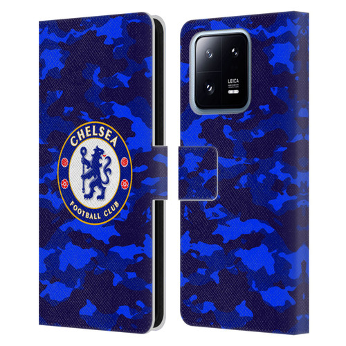 Chelsea Football Club Crest Camouflage Leather Book Wallet Case Cover For Xiaomi 13 Pro 5G