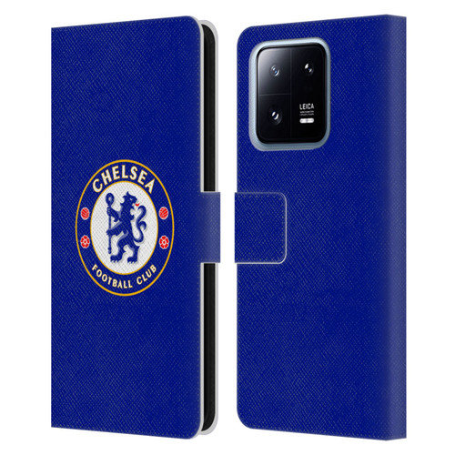 Chelsea Football Club Crest Plain Blue Leather Book Wallet Case Cover For Xiaomi 13 Pro 5G