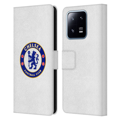 Chelsea Football Club Crest Plain White Leather Book Wallet Case Cover For Xiaomi 13 Pro 5G