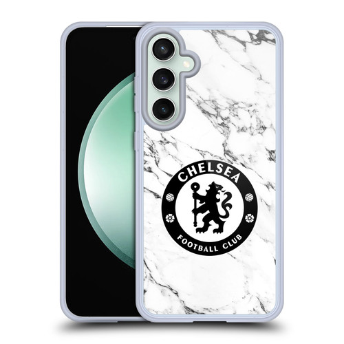 Chelsea Football Club Crest White Marble Soft Gel Case for Samsung Galaxy S23 FE 5G