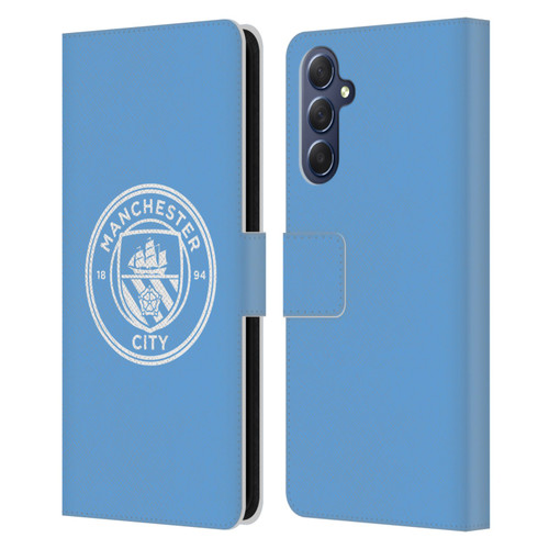 Manchester City Man City FC Badge Blue White Mono Leather Book Wallet Case Cover For Samsung Galaxy M54 5G