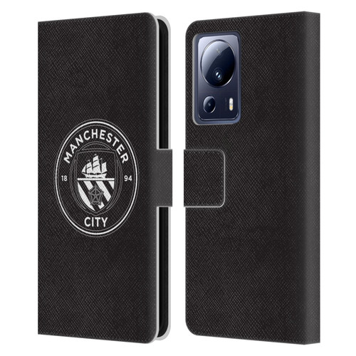 Manchester City Man City FC Badge Black White Mono Leather Book Wallet Case Cover For Xiaomi 13 Lite 5G