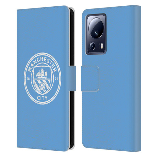 Manchester City Man City FC Badge Blue White Mono Leather Book Wallet Case Cover For Xiaomi 13 Lite 5G