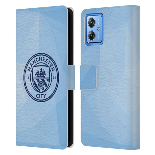 Manchester City Man City FC Badge Geometric Blue Obsidian Mono Leather Book Wallet Case Cover For Motorola Moto G54 5G