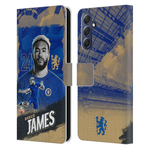 Chelsea Football Club 2023/24 First Team Reece James Leather Book Wallet Case Cover For Samsung Galaxy M54 5G