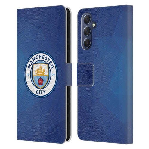 Manchester City Man City FC Badge Geometric Obsidian Full Colour Leather Book Wallet Case Cover For Samsung Galaxy M54 5G