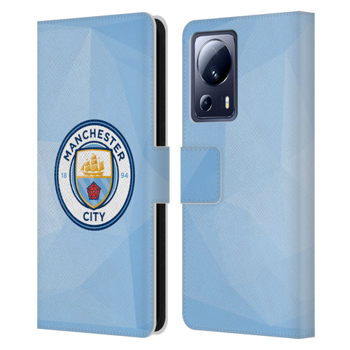 Manchester City Man City FC Badge Geometric Blue Full Colour Leather Book Wallet Case Cover For Xiaomi 13 Lite 5G