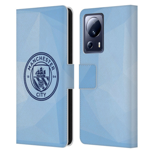 Manchester City Man City FC Badge Geometric Blue Obsidian Mono Leather Book Wallet Case Cover For Xiaomi 13 Lite 5G