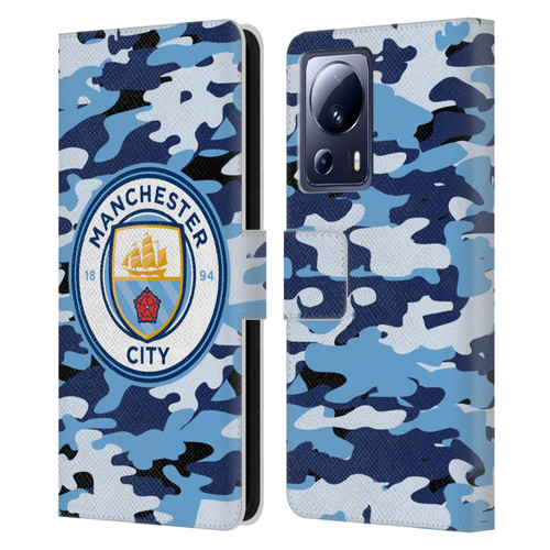 Manchester City Man City FC Badge Camou Blue Moon Leather Book Wallet Case Cover For Xiaomi 13 Lite 5G