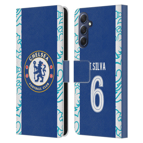 Chelsea Football Club 2022/23 Players Home Kit Thiago Silva Leather Book Wallet Case Cover For Samsung Galaxy M54 5G