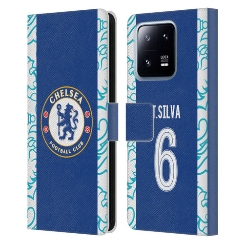 Chelsea Football Club 2022/23 Players Home Kit Thiago Silva Leather Book Wallet Case Cover For Xiaomi 13 Pro 5G