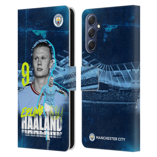 Manchester City Man City FC 2022/23 First Team Erling Haaland Leather Book Wallet Case Cover For Samsung Galaxy M54 5G