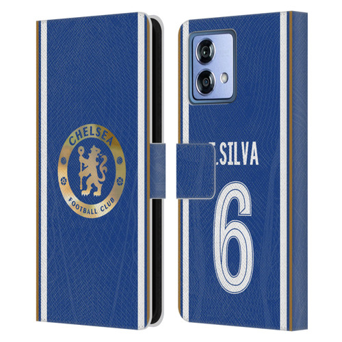 Chelsea Football Club 2023/24 Players Home Kit Thiago Silva Leather Book Wallet Case Cover For Motorola Moto G84 5G