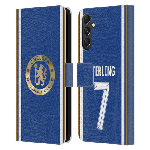 Chelsea Football Club 2023/24 Players Home Kit Raheem Sterling Leather Book Wallet Case Cover For Samsung Galaxy A24 4G / M34 5G
