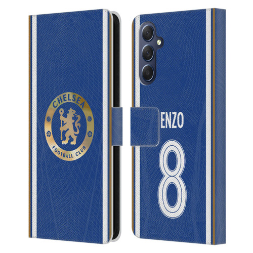 Chelsea Football Club 2023/24 Players Home Kit Enzo Fernández Leather Book Wallet Case Cover For Samsung Galaxy M54 5G