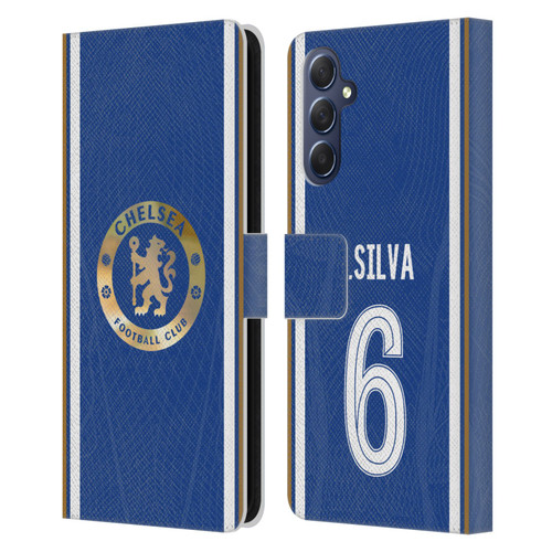 Chelsea Football Club 2023/24 Players Home Kit Thiago Silva Leather Book Wallet Case Cover For Samsung Galaxy M54 5G