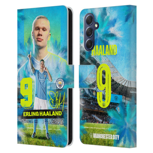Manchester City Man City FC 2023/24 First Team Erling Haaland Leather Book Wallet Case Cover For Samsung Galaxy M54 5G