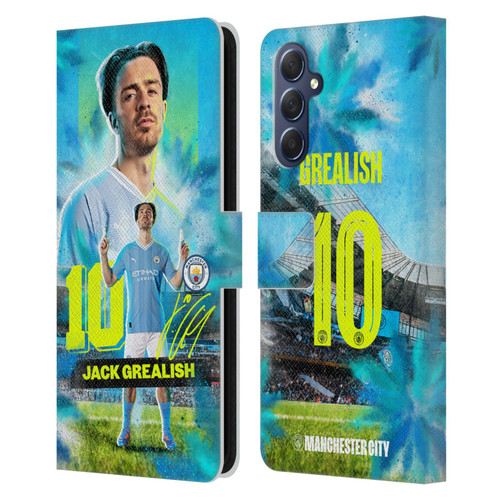 Manchester City Man City FC 2023/24 First Team Jack Grealish Leather Book Wallet Case Cover For Samsung Galaxy M54 5G