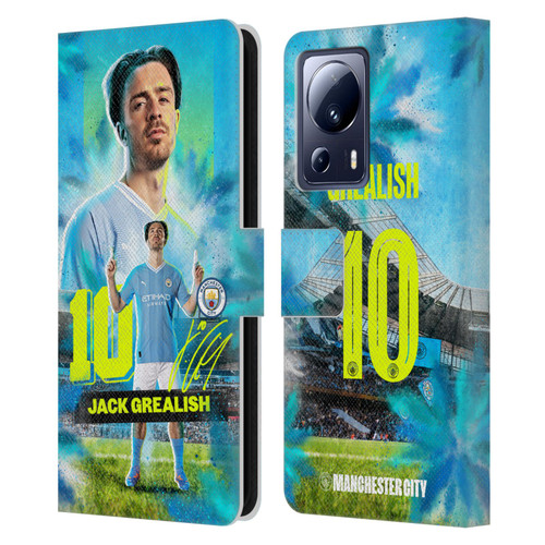 Manchester City Man City FC 2023/24 First Team Jack Grealish Leather Book Wallet Case Cover For Xiaomi 13 Lite 5G