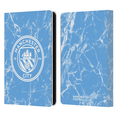 Manchester City Man City FC Marble Badge Blue White Mono Leather Book Wallet Case Cover For Amazon Kindle Paperwhite 5 (2021)