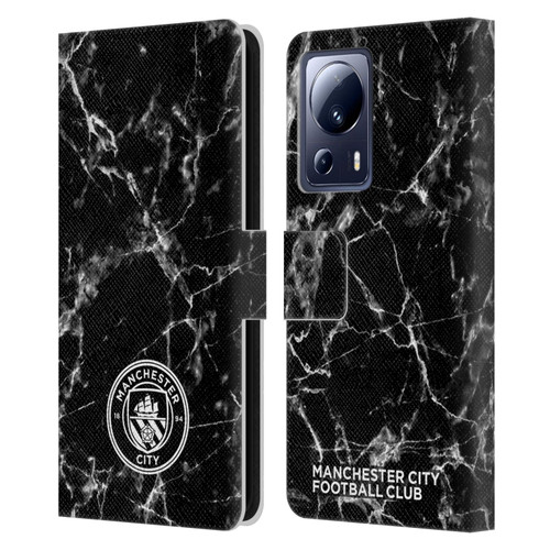 Manchester City Man City FC Marble Badge Black White Mono Leather Book Wallet Case Cover For Xiaomi 13 Lite 5G