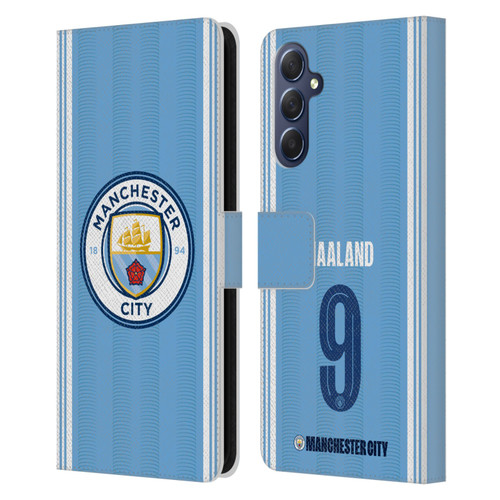 Manchester City Man City FC 2023/24 Players Home Kit Erling Haaland Leather Book Wallet Case Cover For Samsung Galaxy M54 5G