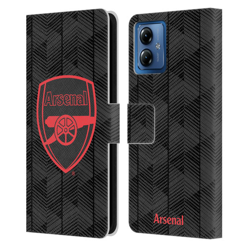 Arsenal FC Crest and Gunners Logo Black Leather Book Wallet Case Cover For Motorola Moto G14