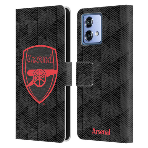 Arsenal FC Crest and Gunners Logo Black Leather Book Wallet Case Cover For Motorola Moto G84 5G