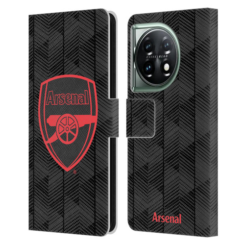 Arsenal FC Crest and Gunners Logo Black Leather Book Wallet Case Cover For OnePlus 11 5G