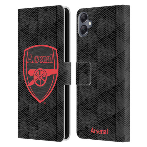 Arsenal FC Crest and Gunners Logo Black Leather Book Wallet Case Cover For Samsung Galaxy A05