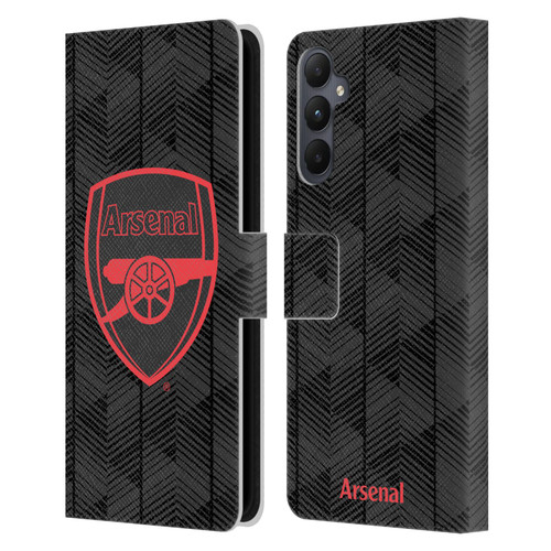 Arsenal FC Crest and Gunners Logo Black Leather Book Wallet Case Cover For Samsung Galaxy A05s