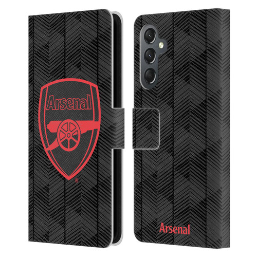 Arsenal FC Crest and Gunners Logo Black Leather Book Wallet Case Cover For Samsung Galaxy A25 5G