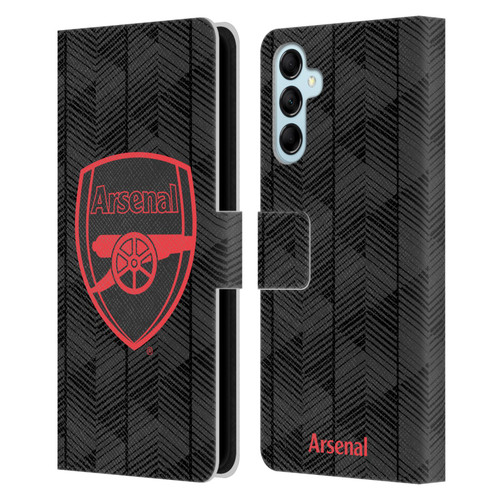 Arsenal FC Crest and Gunners Logo Black Leather Book Wallet Case Cover For Samsung Galaxy M14 5G