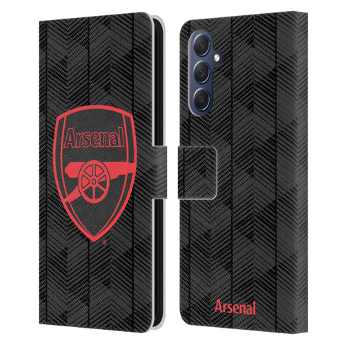 Arsenal FC Crest and Gunners Logo Black Leather Book Wallet Case Cover For Samsung Galaxy M54 5G