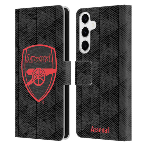 Arsenal FC Crest and Gunners Logo Black Leather Book Wallet Case Cover For Samsung Galaxy S24+ 5G