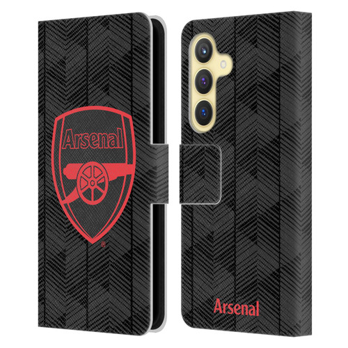 Arsenal FC Crest and Gunners Logo Black Leather Book Wallet Case Cover For Samsung Galaxy S24 5G