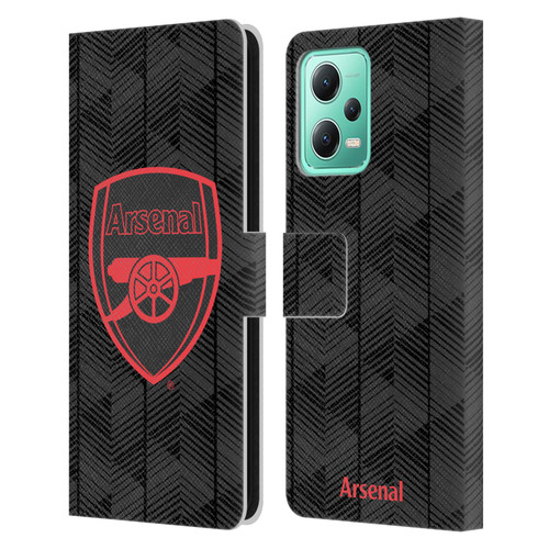 Arsenal FC Crest and Gunners Logo Black Leather Book Wallet Case Cover For Xiaomi Redmi Note 12 5G