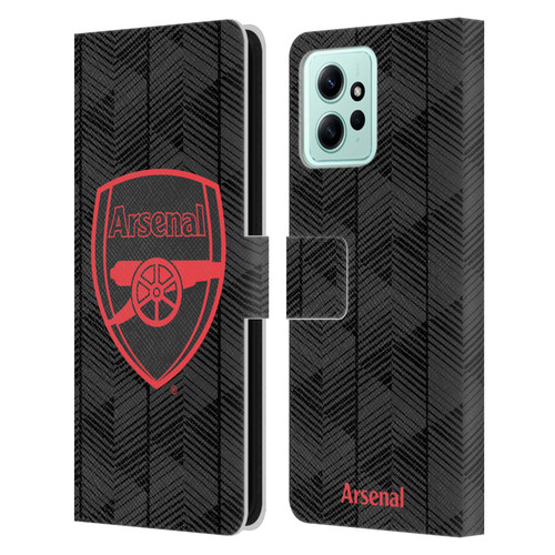 Arsenal FC Crest and Gunners Logo Black Leather Book Wallet Case Cover For Xiaomi Redmi 12