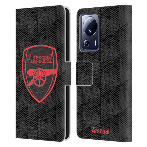 Arsenal FC Crest and Gunners Logo Black Leather Book Wallet Case Cover For Xiaomi 13 Lite 5G