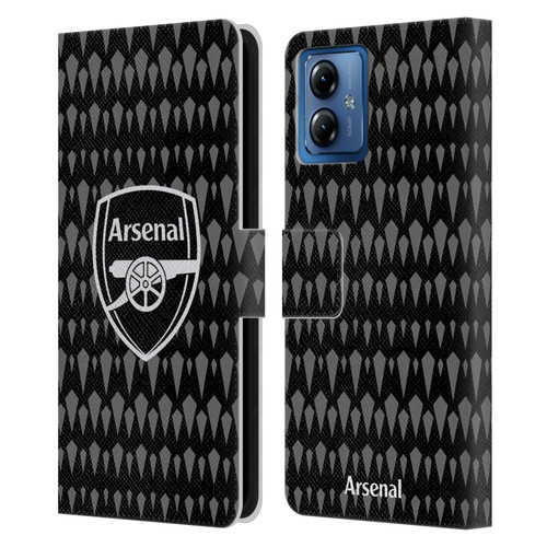 Arsenal FC 2023/24 Crest Kit Home Goalkeeper Leather Book Wallet Case Cover For Motorola Moto G14