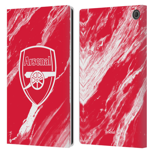 Arsenal FC Crest Patterns Red Marble Leather Book Wallet Case Cover For Amazon Fire Max 11 2023