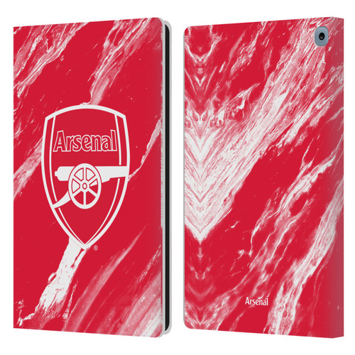 Arsenal FC Crest Patterns Red Marble Leather Book Wallet Case Cover For Amazon Fire HD 10 (2021)