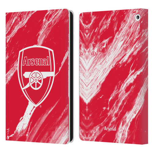 Arsenal FC Crest Patterns Red Marble Leather Book Wallet Case Cover For Amazon Fire HD 8/Fire HD 8 Plus 2020