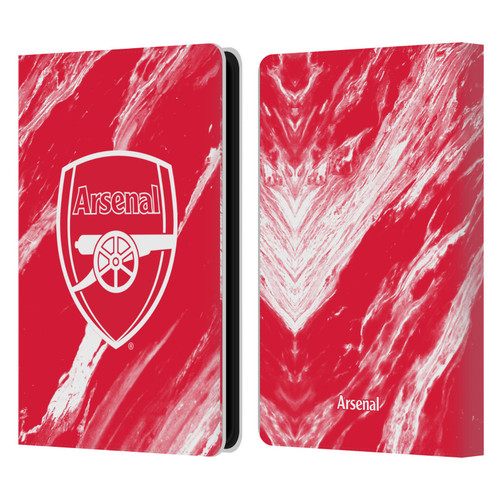 Arsenal FC Crest Patterns Red Marble Leather Book Wallet Case Cover For Amazon Kindle Paperwhite 5 (2021)