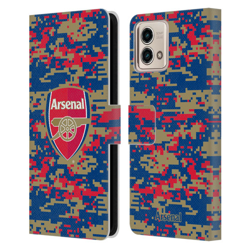 Arsenal FC Crest Patterns Digital Camouflage Leather Book Wallet Case Cover For Motorola Moto G Stylus 5G 2023