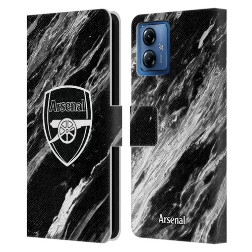 Arsenal FC Crest Patterns Marble Leather Book Wallet Case Cover For Motorola Moto G14