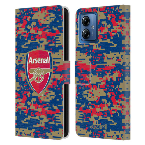 Arsenal FC Crest Patterns Digital Camouflage Leather Book Wallet Case Cover For Motorola Moto G14