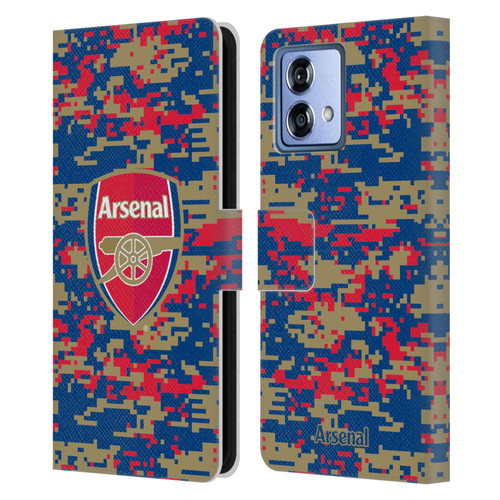 Arsenal FC Crest Patterns Digital Camouflage Leather Book Wallet Case Cover For Motorola Moto G84 5G