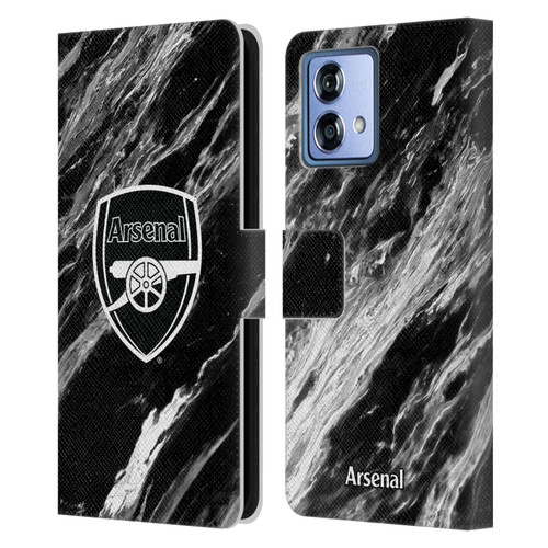 Arsenal FC Crest Patterns Marble Leather Book Wallet Case Cover For Motorola Moto G84 5G